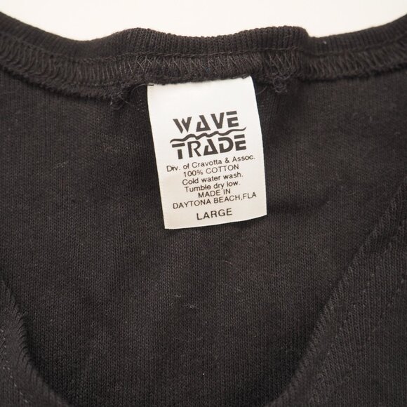 ! VTG Wave Trade Denver Colorado Biker Zone Black Snap Front Sleeveless Top - Picture 2 of 4